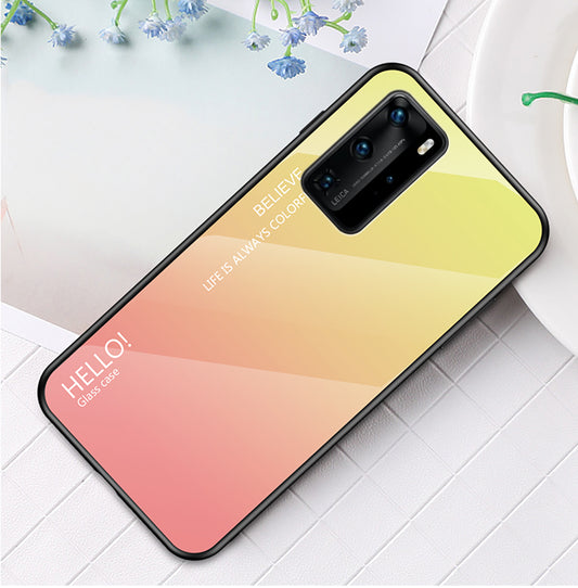 Gradient Color Tempered Glass + PC + TPU Hybrid Case for Huawei P40 Pro