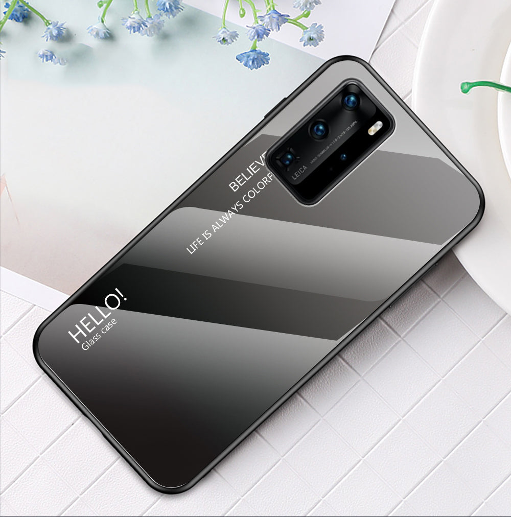 Gradient Color Tempered Glass + PC + TPU Hybrid Case for Huawei P40 Pro