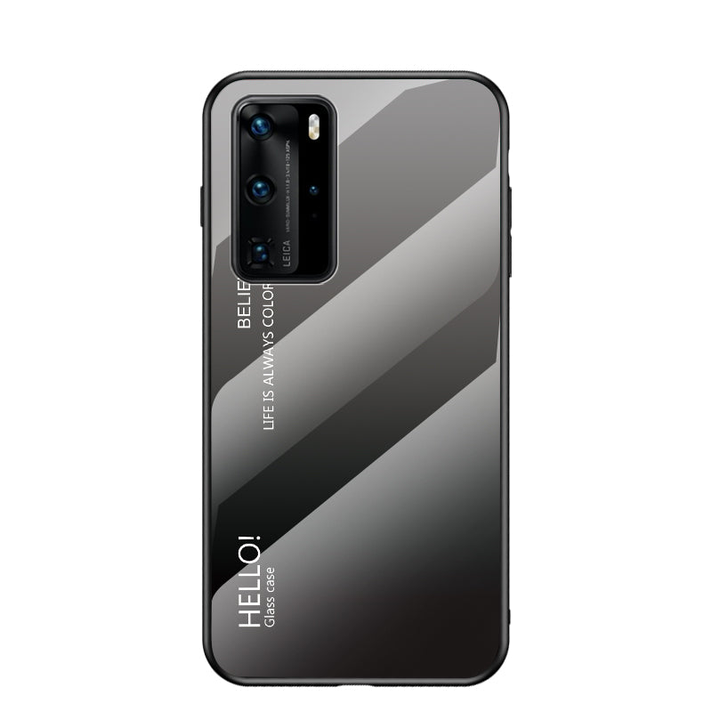 Gradient Color Tempered Glass + PC + TPU Hybrid Case for Huawei P40 Pro