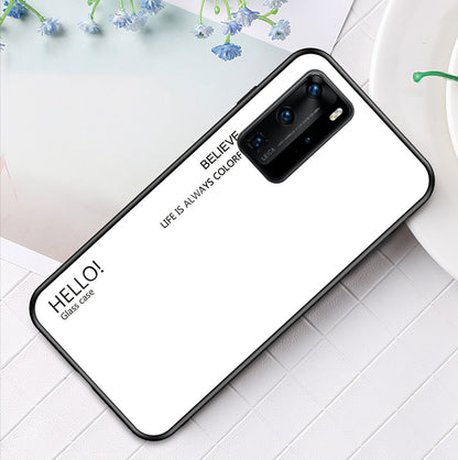 Gradient Color Tempered Glass + PC + TPU Hybrid Case for Huawei P40 Pro