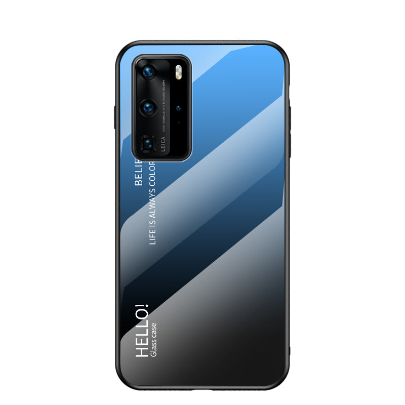Gradient Color Tempered Glass + PC + TPU Hybrid Case for Huawei P40 Pro