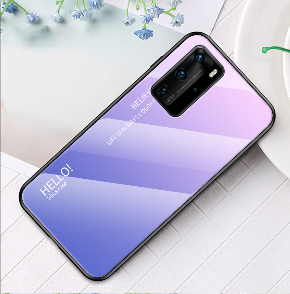Gradient Color Tempered Glass + PC + TPU Hybrid Case for Huawei P40 Pro