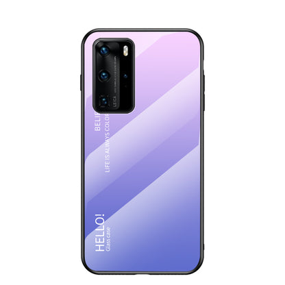 Gradient Color Tempered Glass + PC + TPU Hybrid Case for Huawei P40 Pro