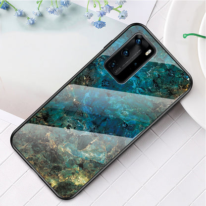 Marble Texture Tempered Glass + PC + TPU Hybrid Shell for Huawei P40 Pro