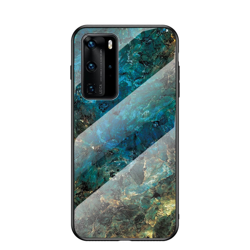 Marble Texture Tempered Glass + PC + TPU Hybrid Shell for Huawei P40 Pro