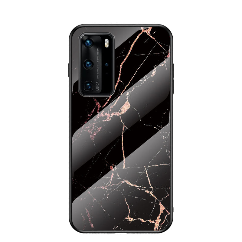 Marble Texture Tempered Glass + PC + TPU Hybrid Shell for Huawei P40 Pro