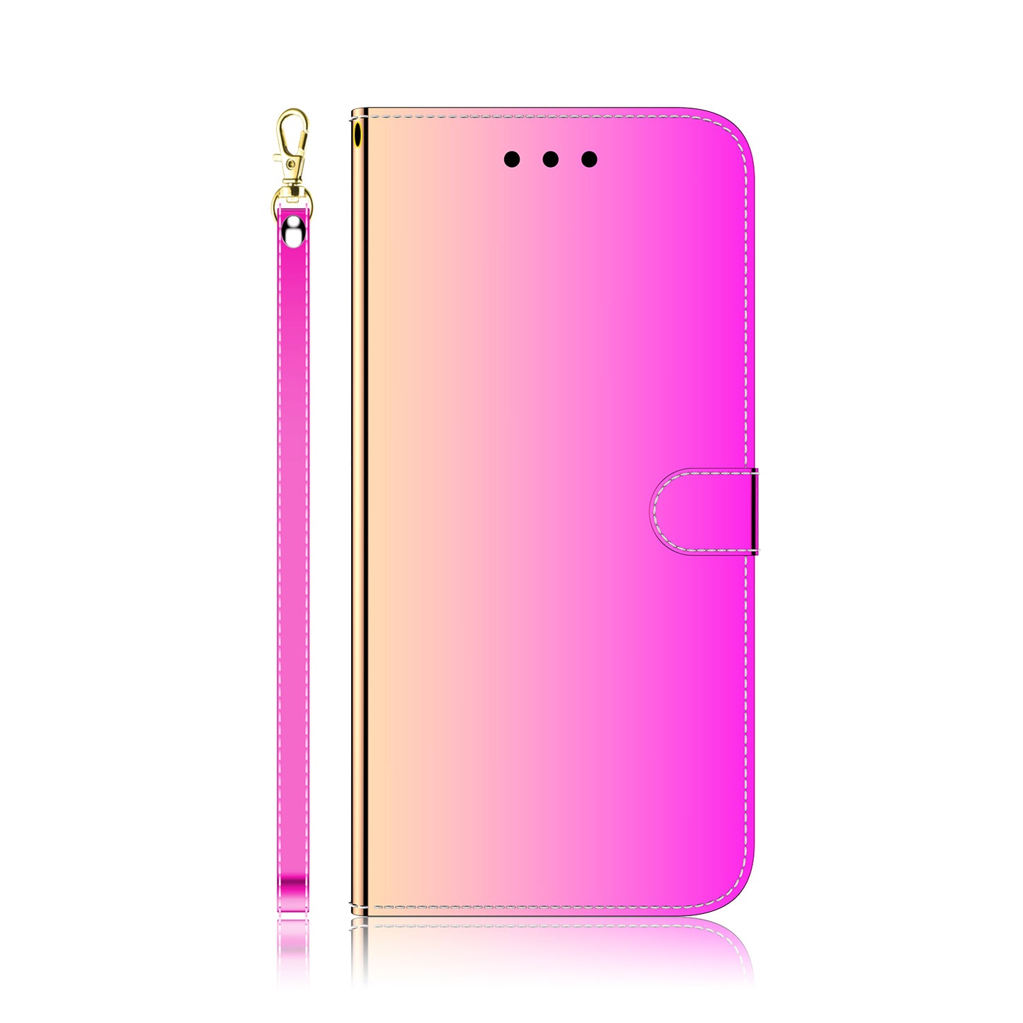 Mirror Surface Leather Wallet Cover with Strap Case for Huawei P40 Pro