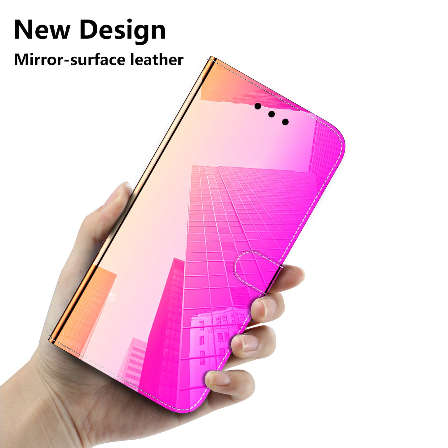 Mirror Surface Leather Wallet Cover with Strap Case for Huawei P40 Pro