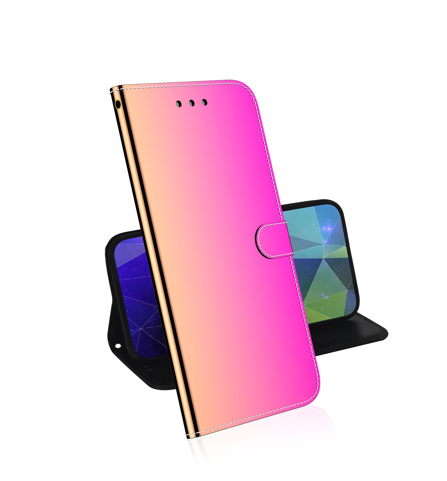 Mirror Surface Leather Wallet Cover with Strap Case for Huawei P40 Pro