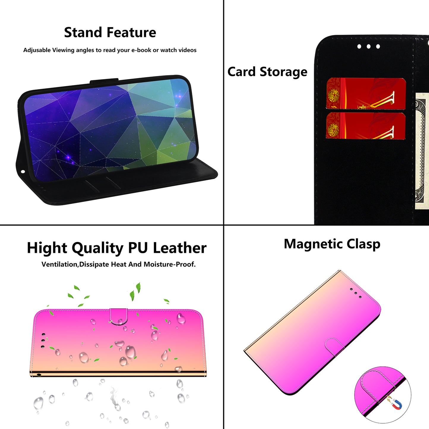 Mirror Surface Leather Wallet Cover with Strap Case for Huawei P40 Pro