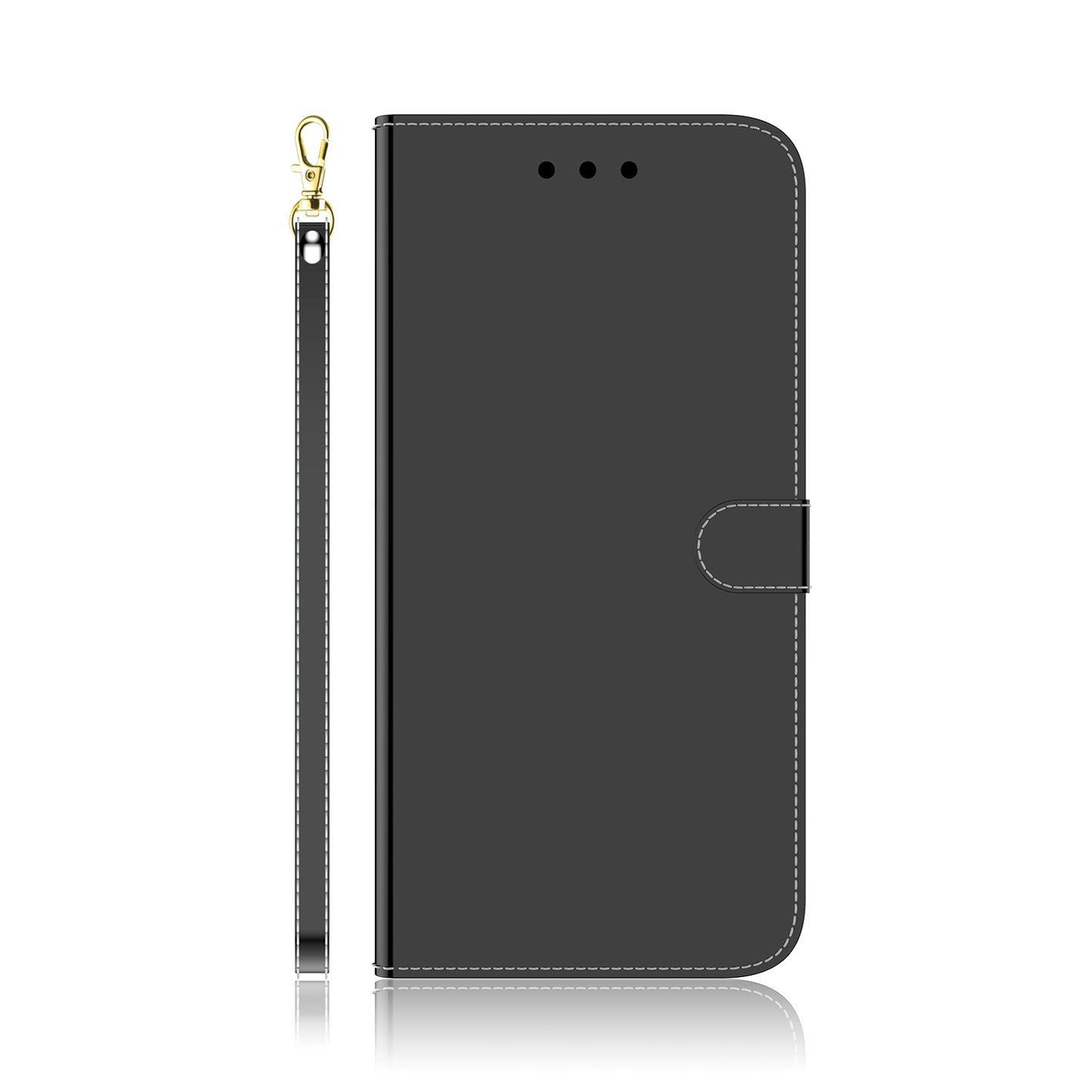 Mirror Surface Leather Wallet Cover with Strap Case for Huawei P40 Pro
