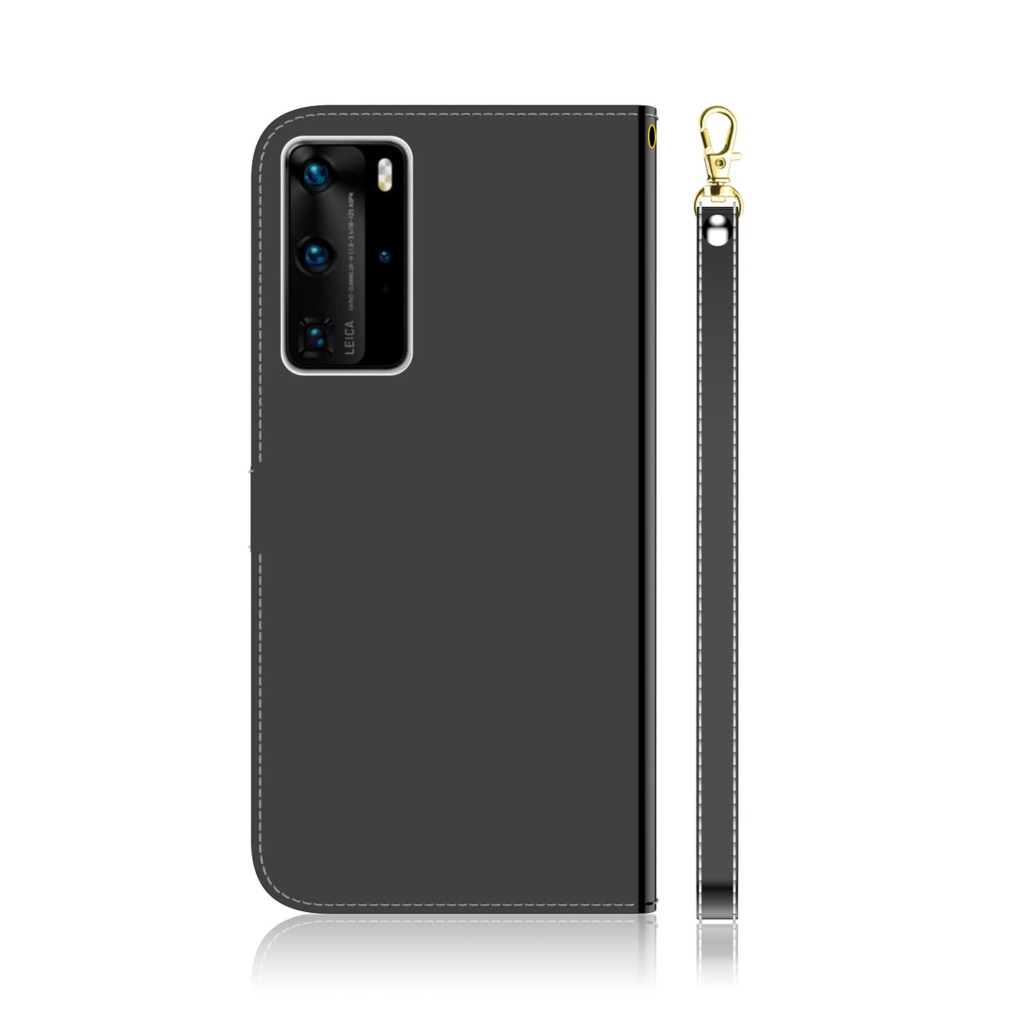 Mirror Surface Leather Wallet Cover with Strap Case for Huawei P40 Pro