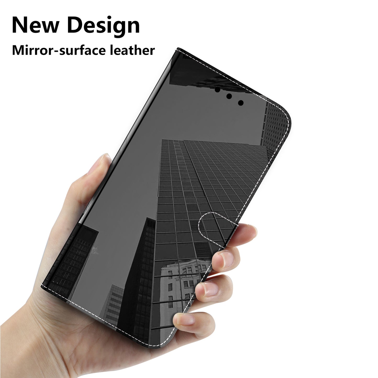 Mirror Surface Leather Wallet Cover with Strap Case for Huawei P40 Pro