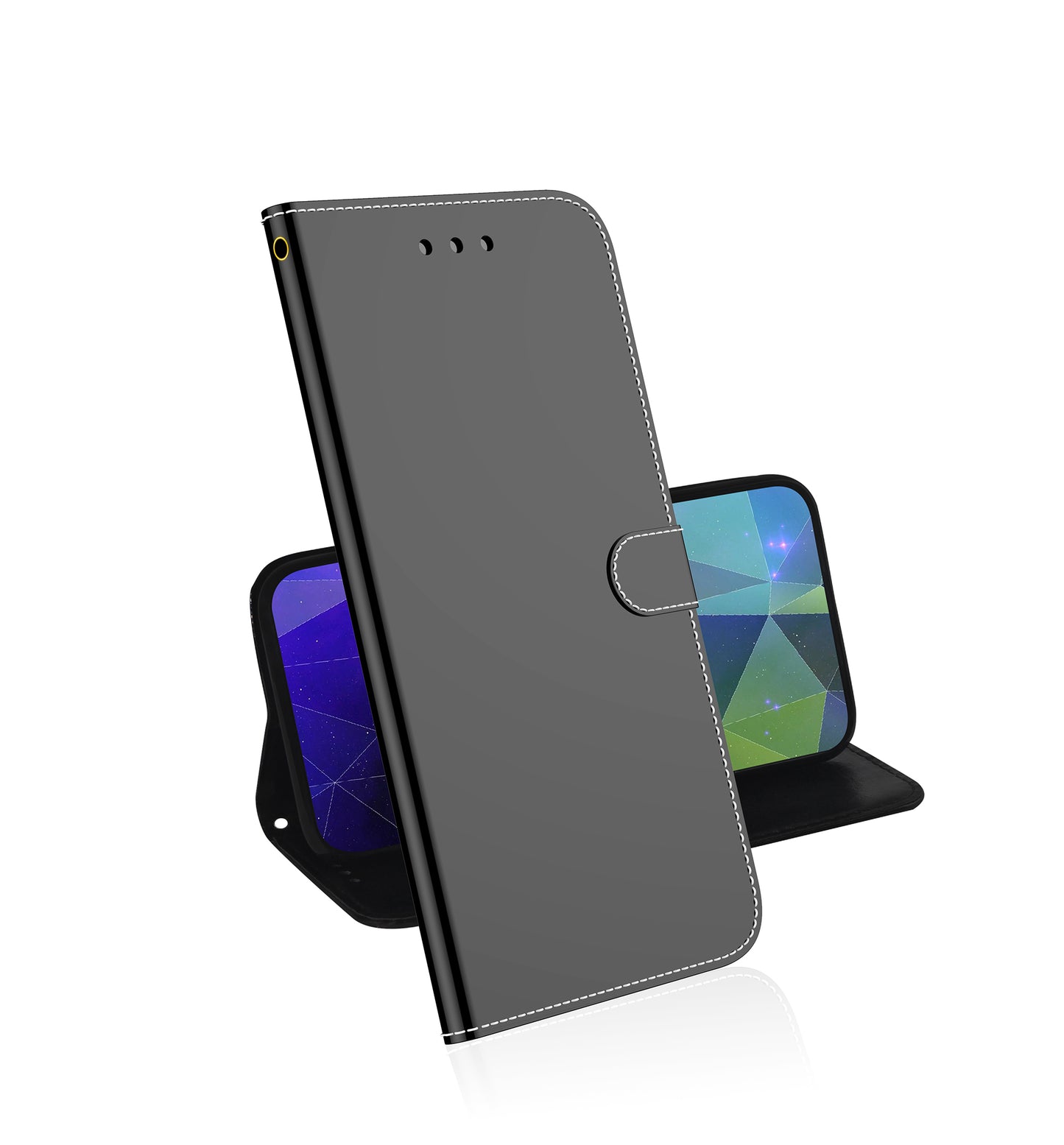 Mirror Surface Leather Wallet Cover with Strap Case for Huawei P40 Pro