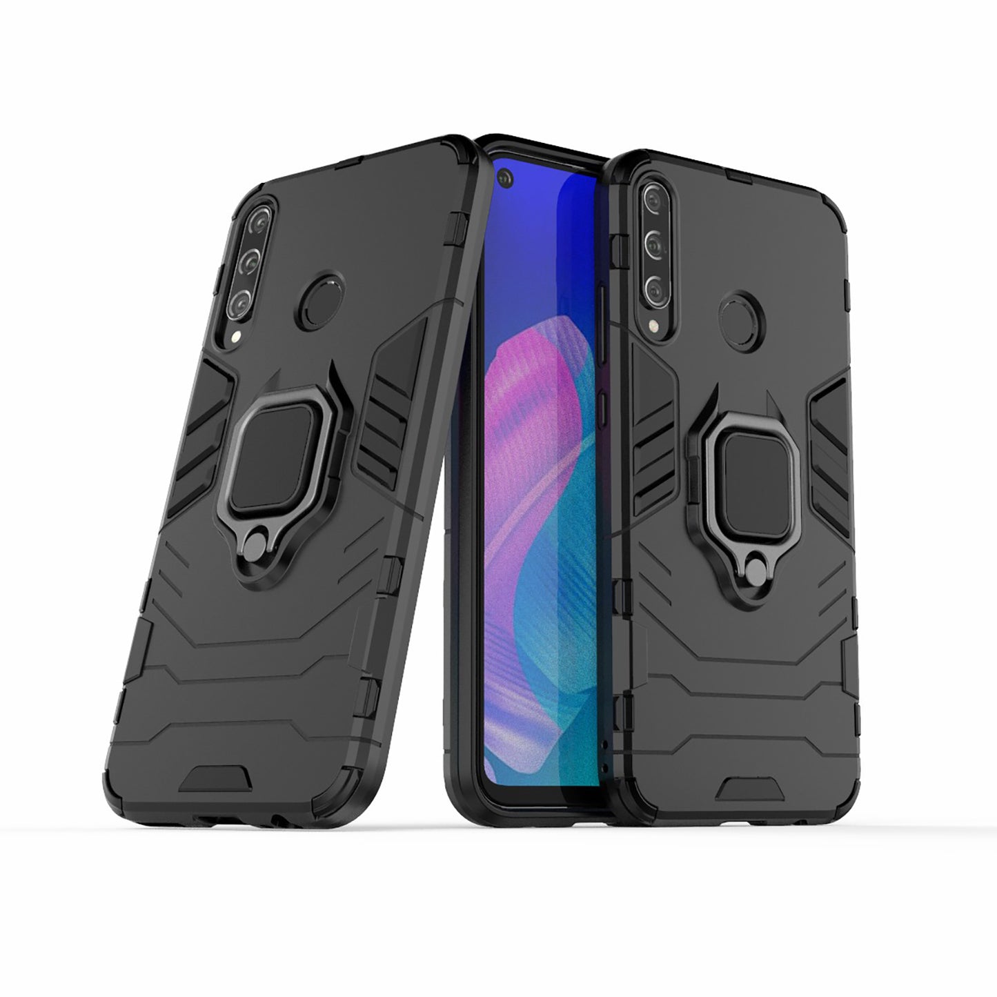 Ring Holder Kickstand PC + TPU Cell Phone Cover for Huawei Y7p/P40 lite E/Honor 9C