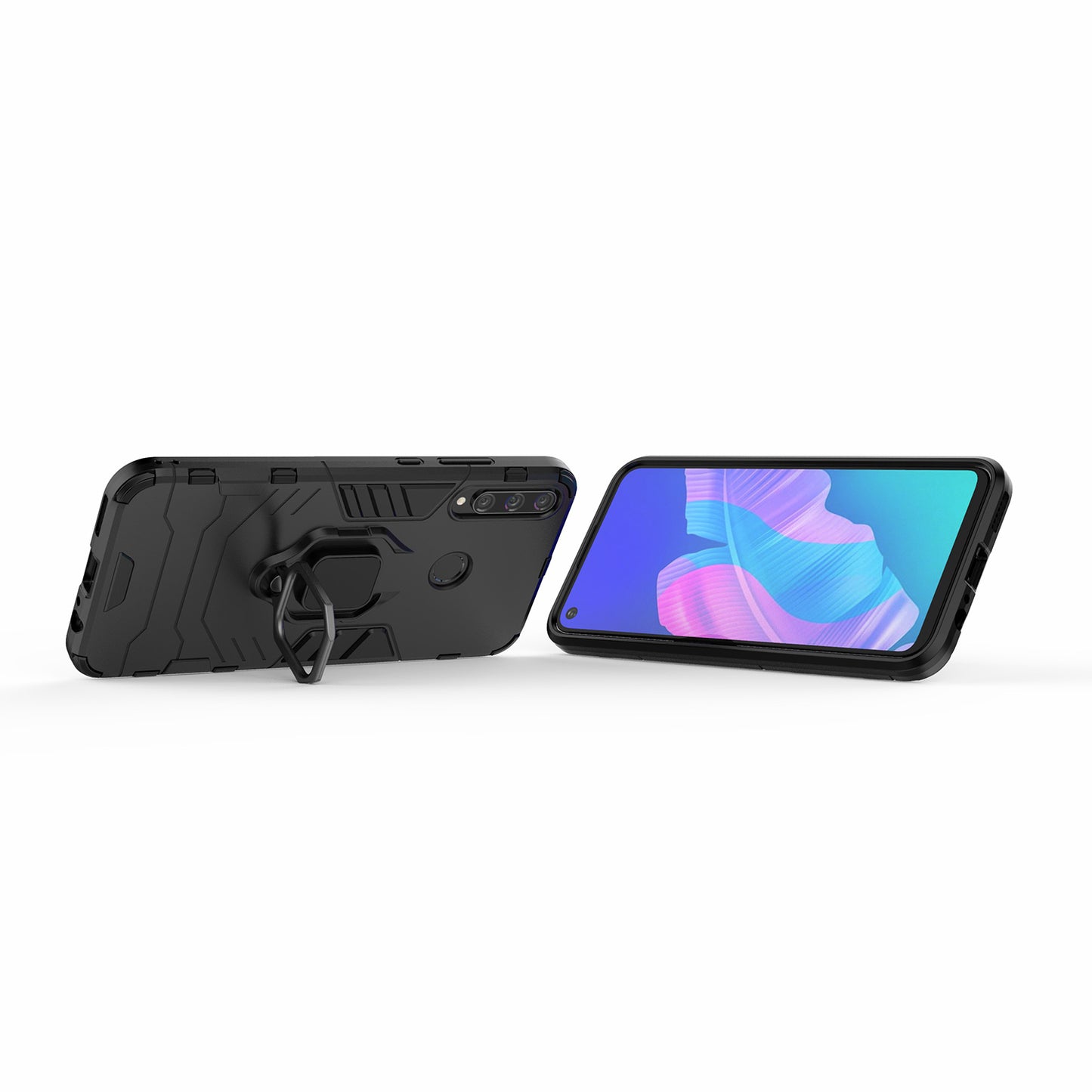 Ring Holder Kickstand PC + TPU Cell Phone Cover for Huawei Y7p/P40 lite E/Honor 9C