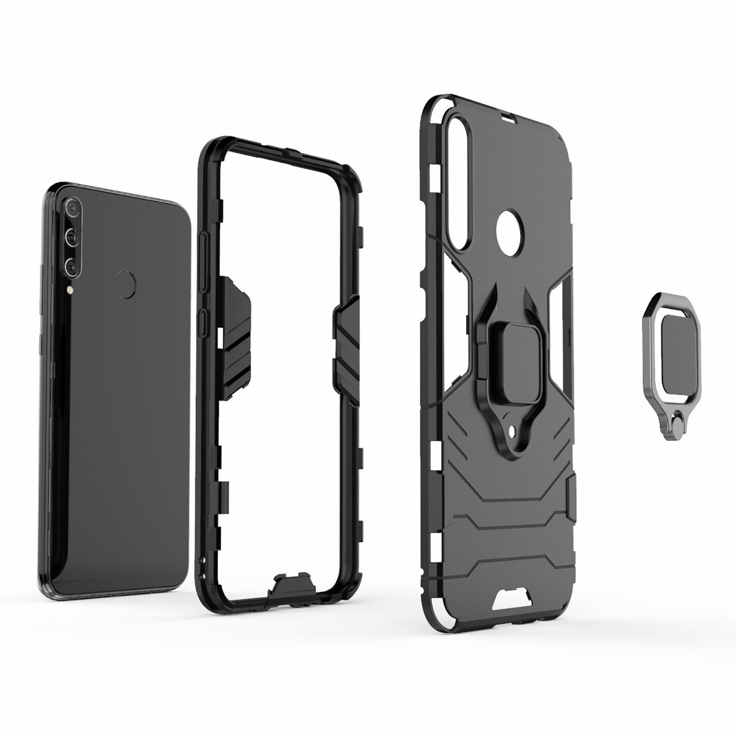 Ring Holder Kickstand PC + TPU Cell Phone Cover for Huawei Y7p/P40 lite E/Honor 9C