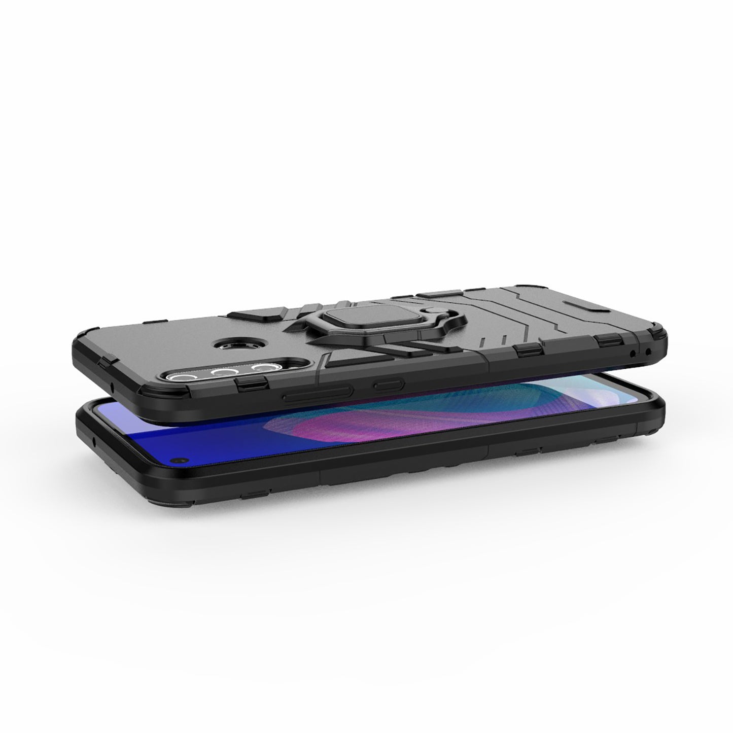 Ring Holder Kickstand PC + TPU Cell Phone Cover for Huawei Y7p/P40 lite E/Honor 9C