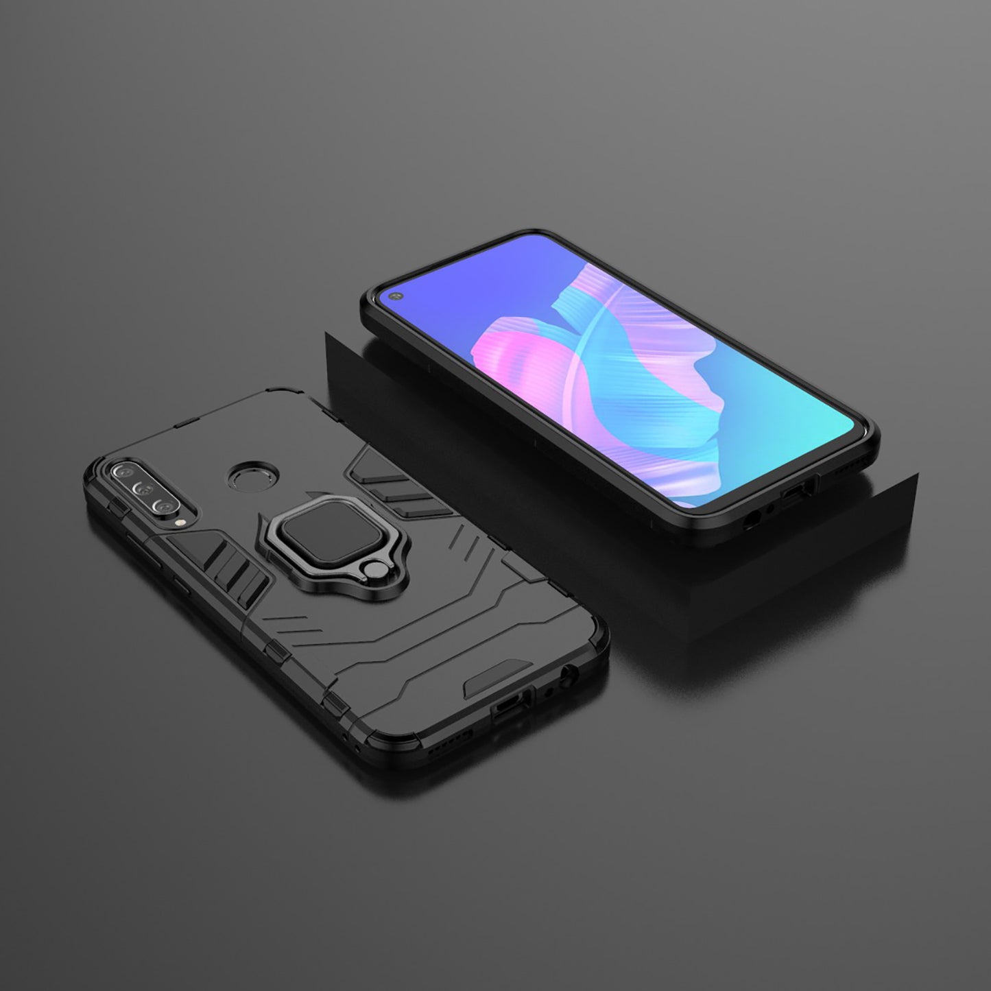 Ring Holder Kickstand PC + TPU Cell Phone Cover for Huawei Y7p/P40 lite E/Honor 9C