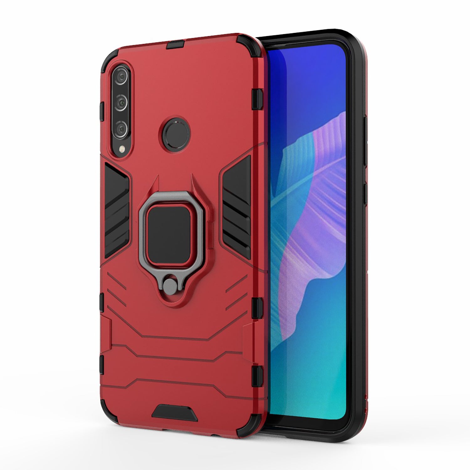 Ring Holder Kickstand PC + TPU Cell Phone Cover for Huawei Y7p/P40 lite E/Honor 9C