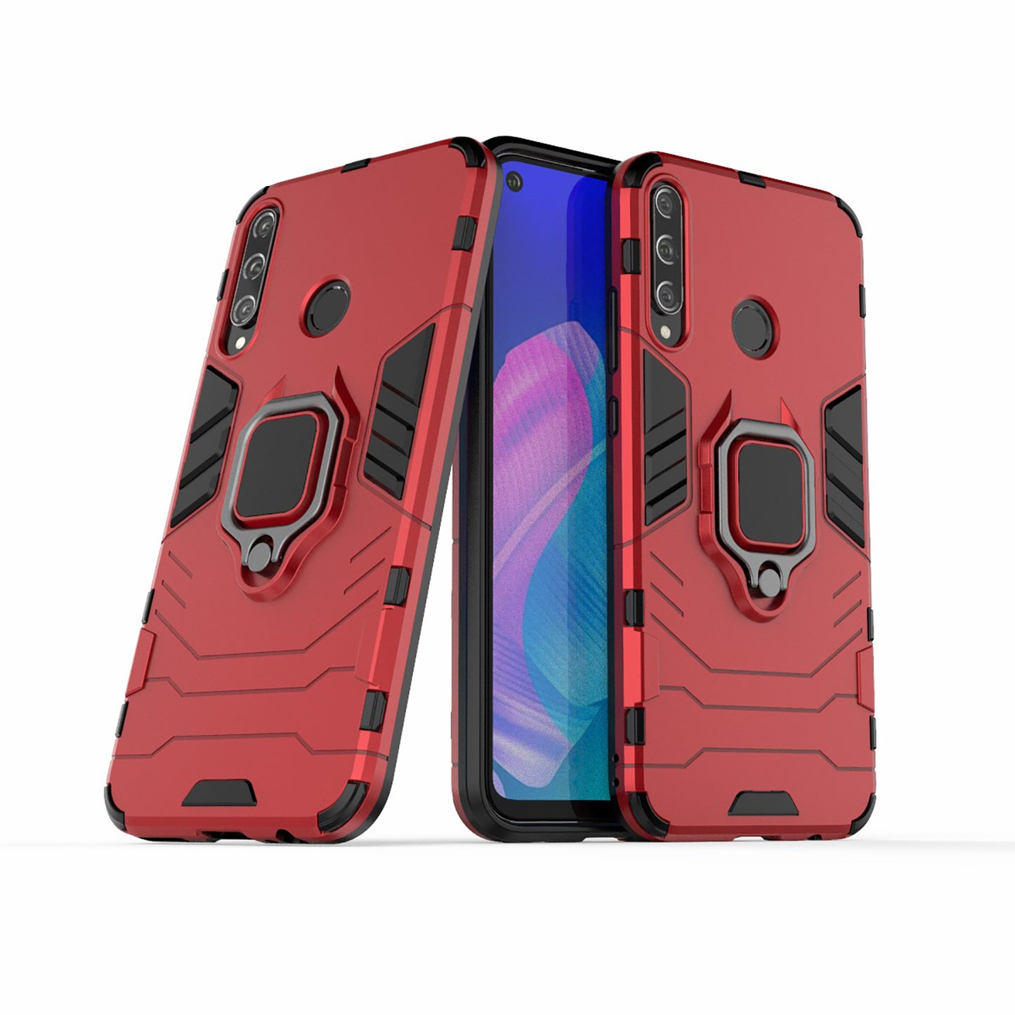 Ring Holder Kickstand PC + TPU Cell Phone Cover for Huawei Y7p/P40 lite E/Honor 9C