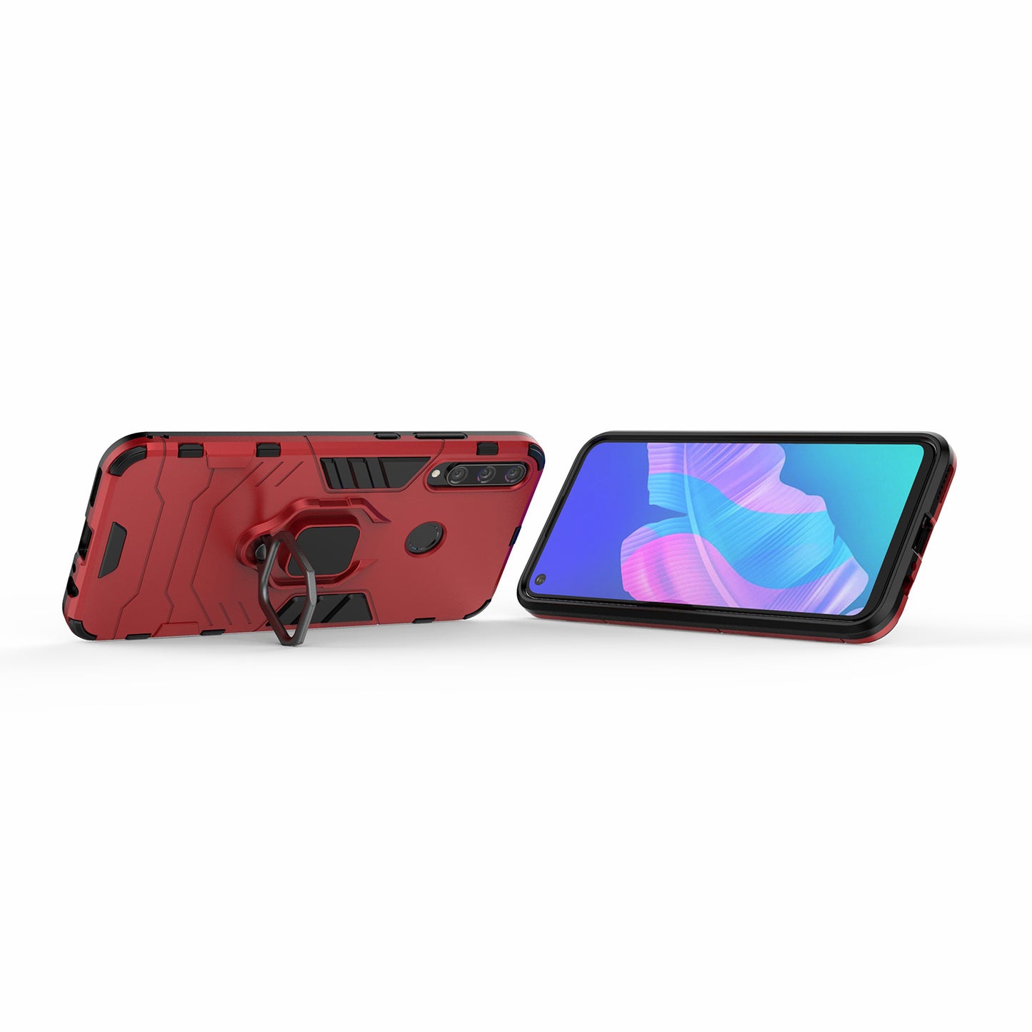 Ring Holder Kickstand PC + TPU Cell Phone Cover for Huawei Y7p/P40 lite E/Honor 9C