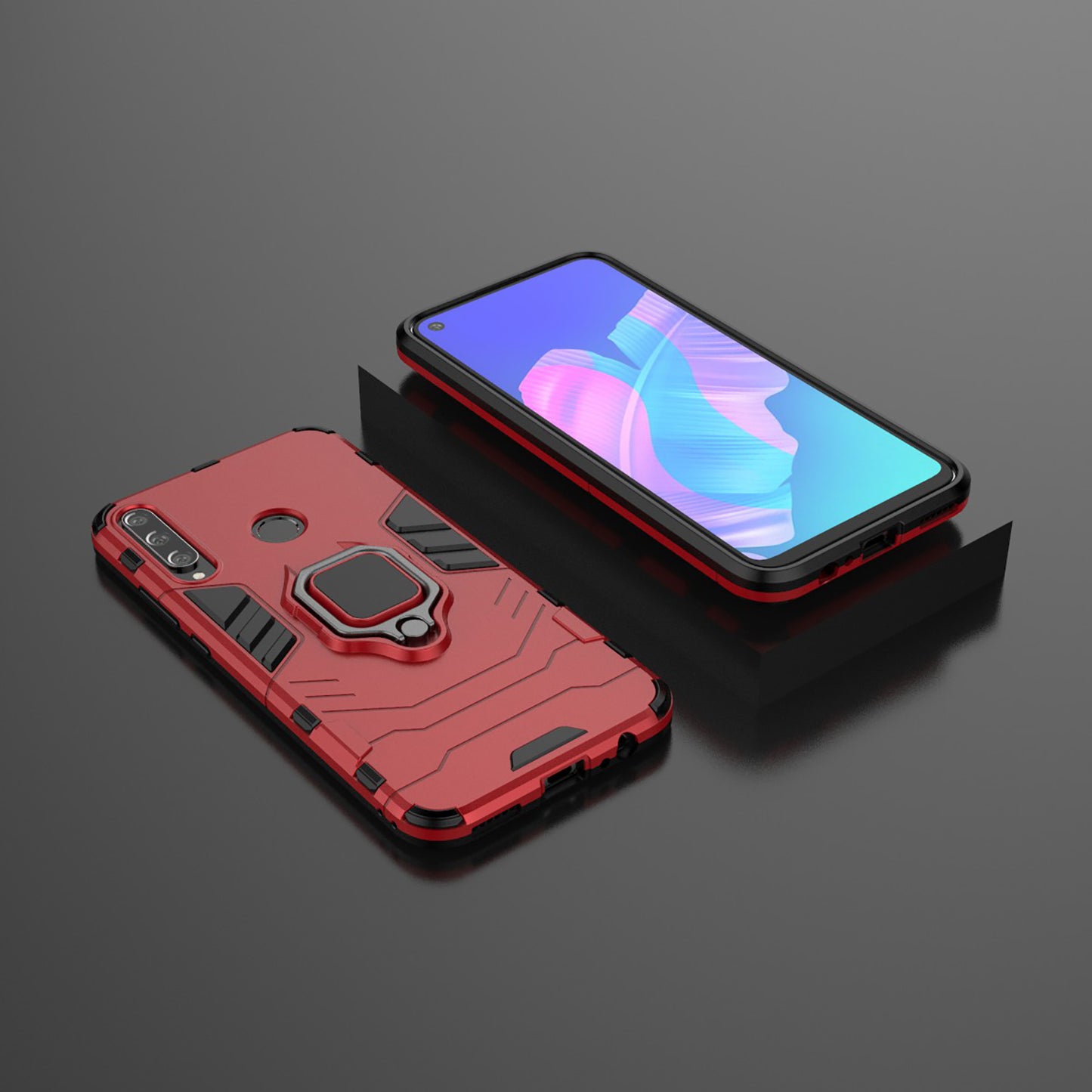 Ring Holder Kickstand PC + TPU Cell Phone Cover for Huawei Y7p/P40 lite E/Honor 9C