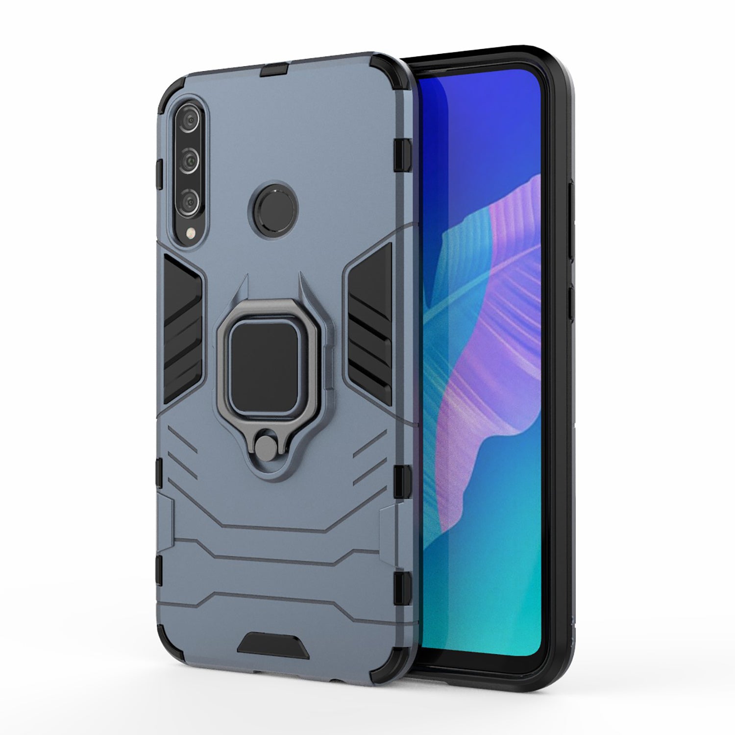 Ring Holder Kickstand PC + TPU Cell Phone Cover for Huawei Y7p/P40 lite E/Honor 9C