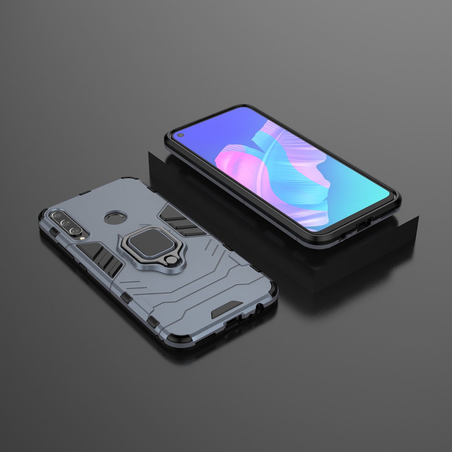Ring Holder Kickstand PC + TPU Cell Phone Cover for Huawei Y7p/P40 lite E/Honor 9C