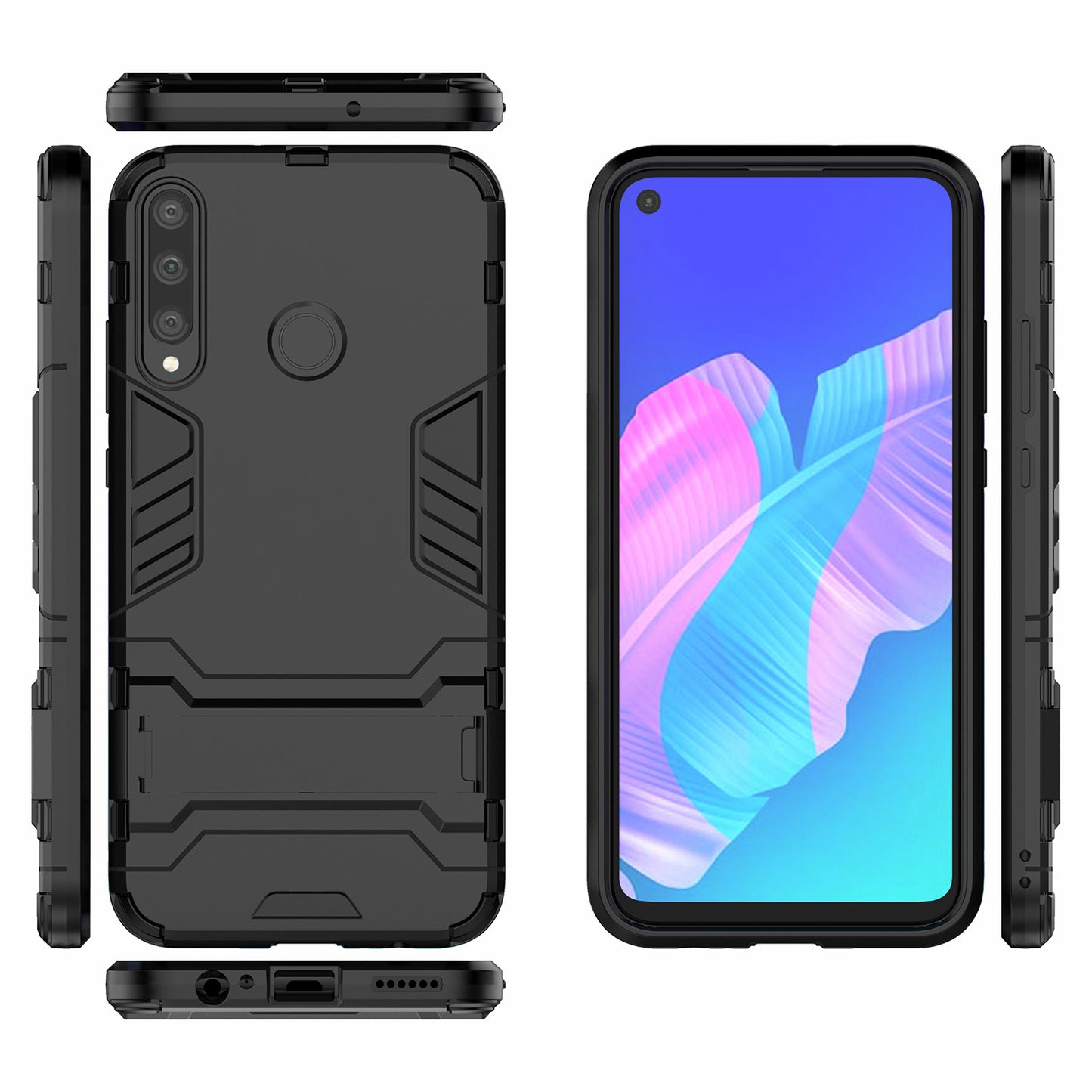 2 in 1 Hybrid PC + TPU Phone Case with Kickstand for Huawei P40 lite E/Honor 9C/Y7p