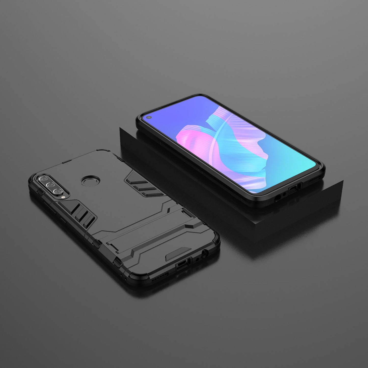 2 in 1 Hybrid PC + TPU Phone Case with Kickstand for Huawei P40 lite E/Honor 9C/Y7p