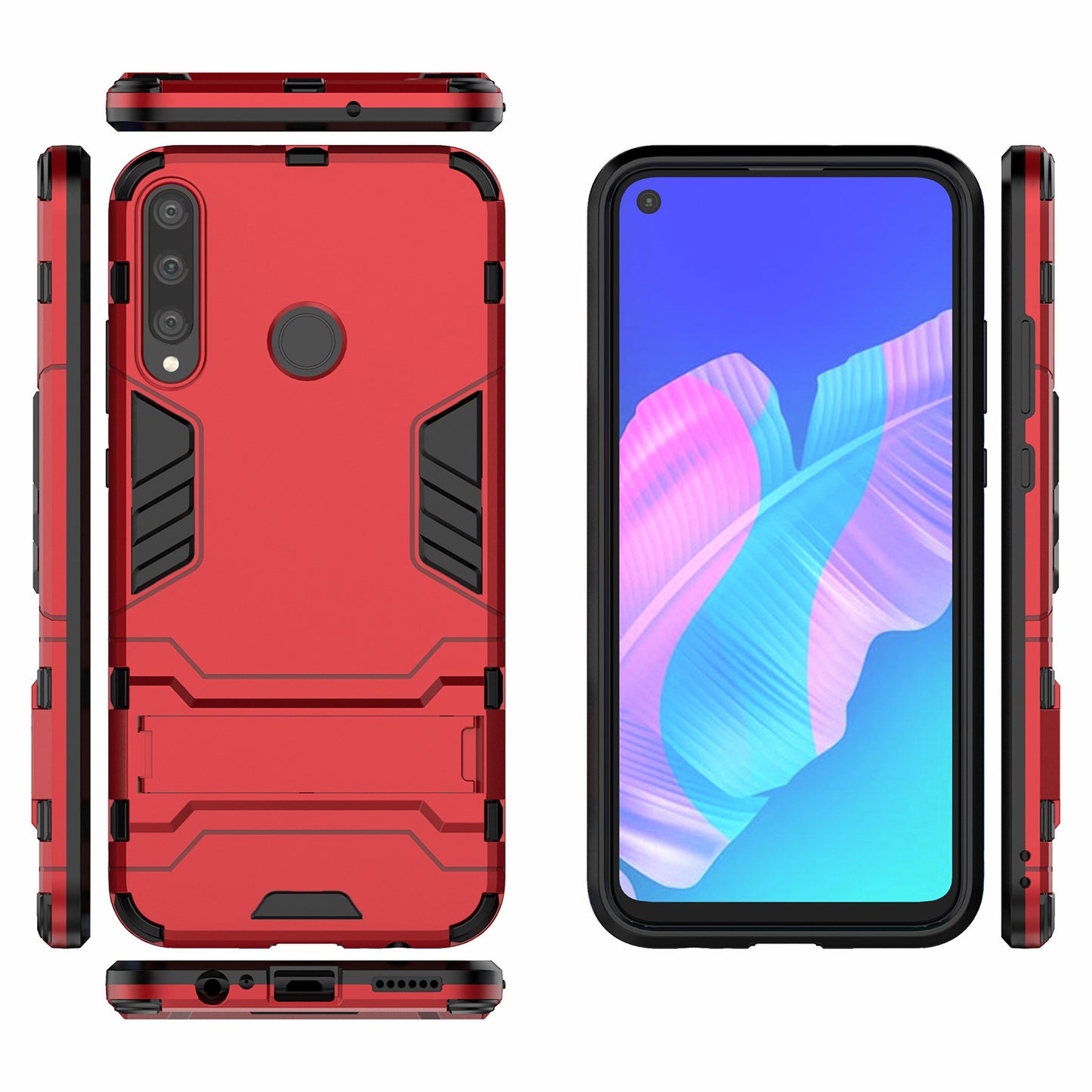 2 in 1 Hybrid PC + TPU Phone Case with Kickstand for Huawei P40 lite E/Honor 9C/Y7p