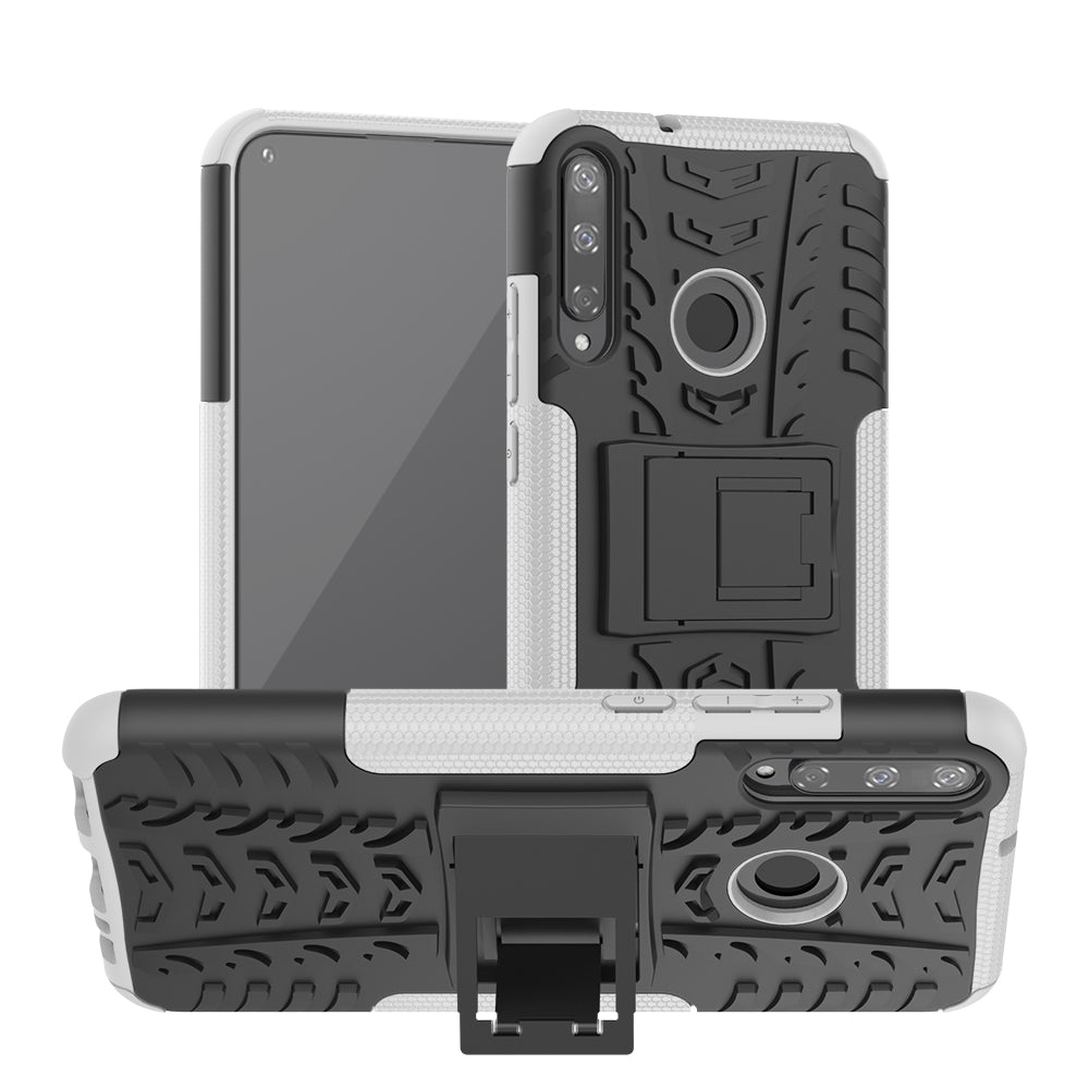 Cool Tyre Style PC + TPU Hybrid Phone Cover with Kickstand for Huawei P40 lite E/Y7p/Honor 9C