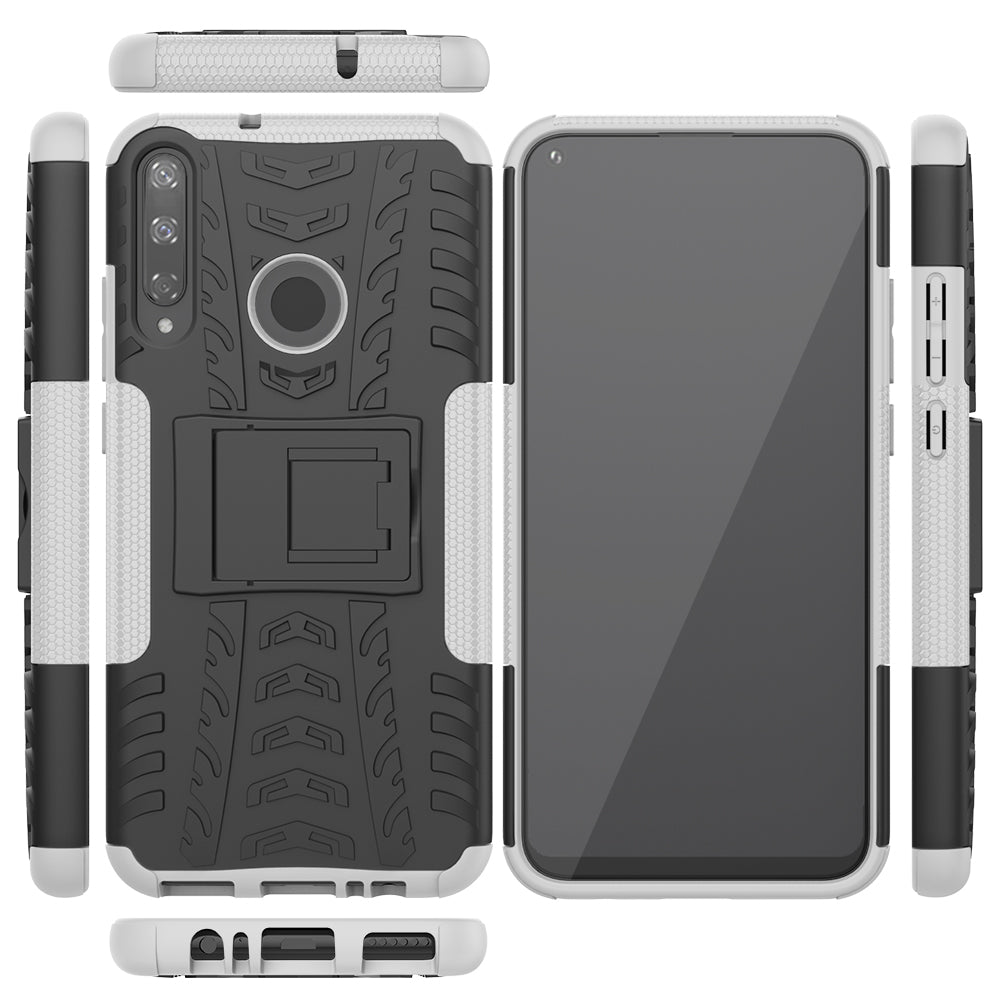 Cool Tyre Style PC + TPU Hybrid Phone Cover with Kickstand for Huawei P40 lite E/Y7p/Honor 9C