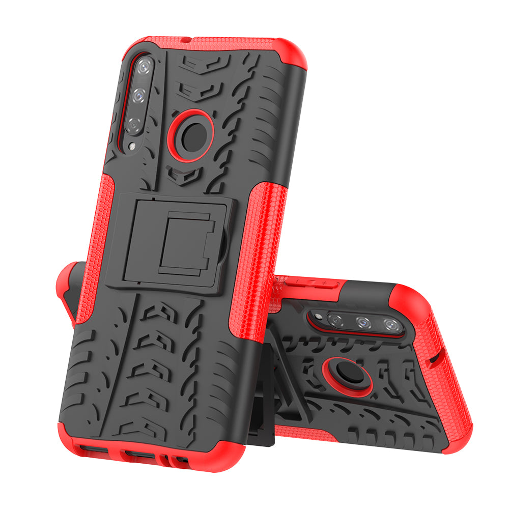 Cool Tyre Style PC + TPU Hybrid Phone Cover with Kickstand for Huawei P40 lite E/Y7p/Honor 9C