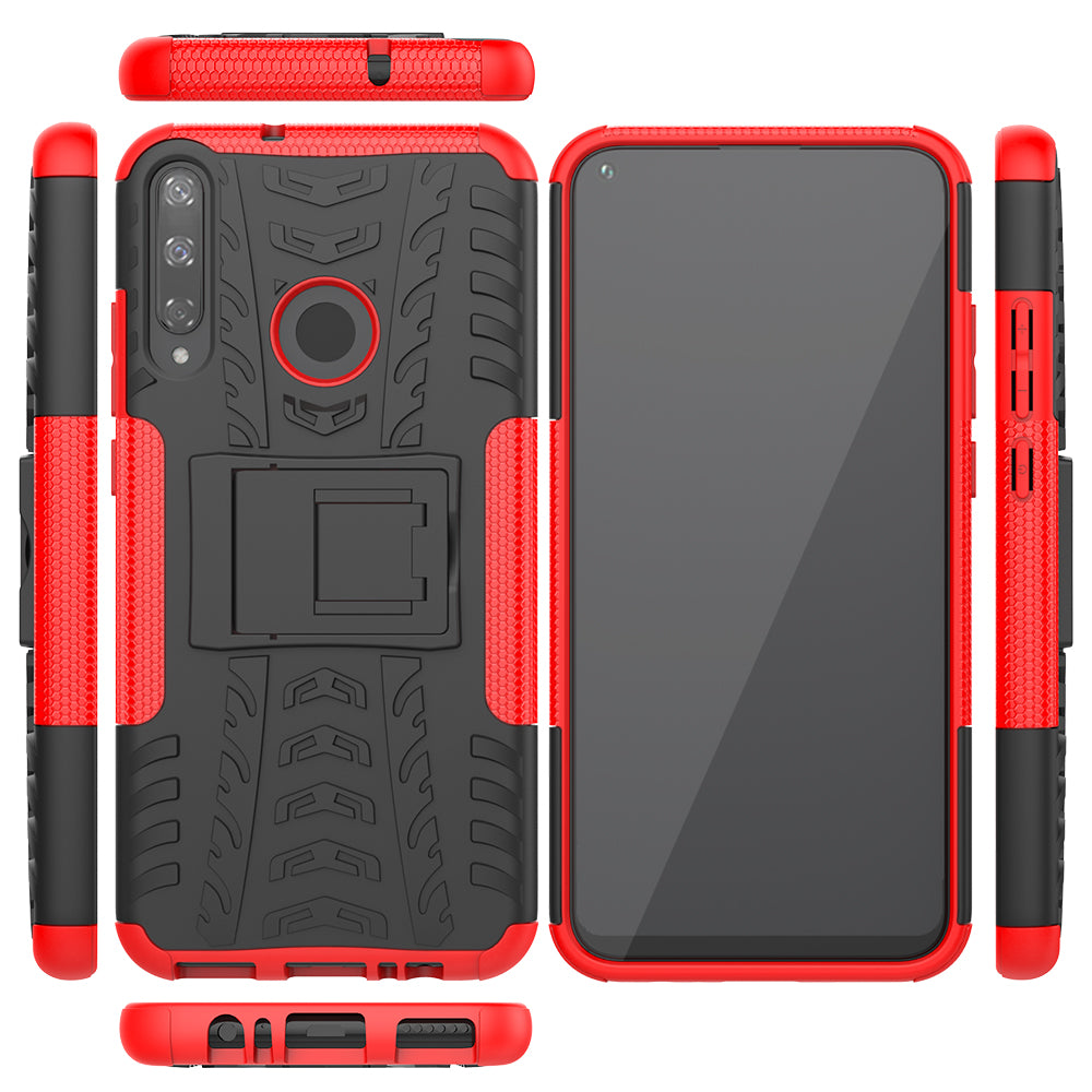 Cool Tyre Style PC + TPU Hybrid Phone Cover with Kickstand for Huawei P40 lite E/Y7p/Honor 9C
