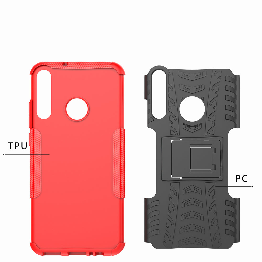 Cool Tyre Style PC + TPU Hybrid Phone Cover with Kickstand for Huawei P40 lite E/Y7p/Honor 9C