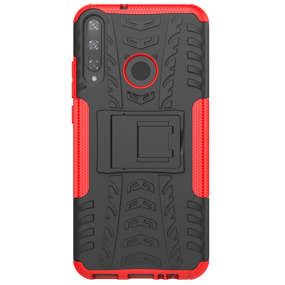 Cool Tyre Style PC + TPU Hybrid Phone Cover with Kickstand for Huawei P40 lite E/Y7p/Honor 9C