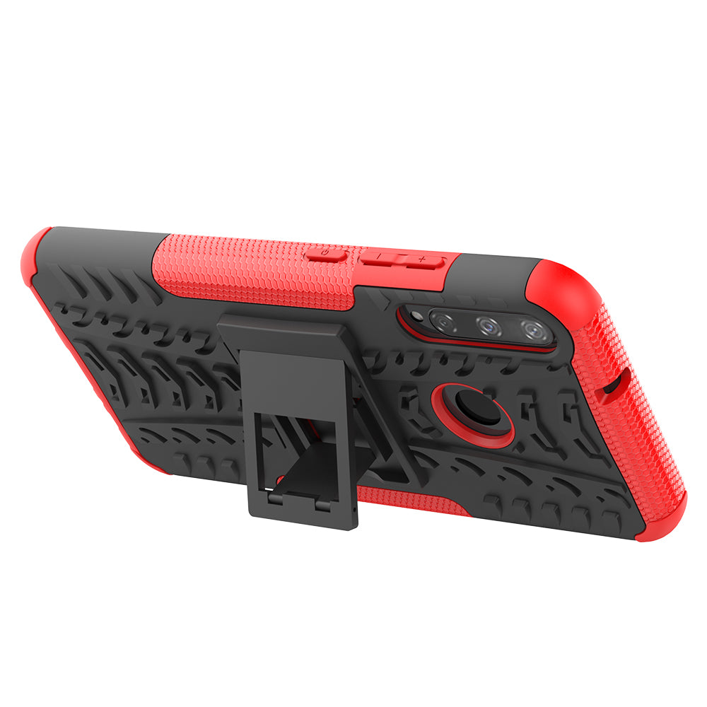 Cool Tyre Style PC + TPU Hybrid Phone Cover with Kickstand for Huawei P40 lite E/Y7p/Honor 9C