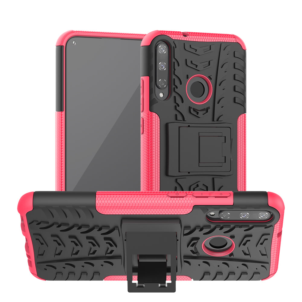Cool Tyre Style PC + TPU Hybrid Phone Cover with Kickstand for Huawei P40 lite E/Y7p/Honor 9C