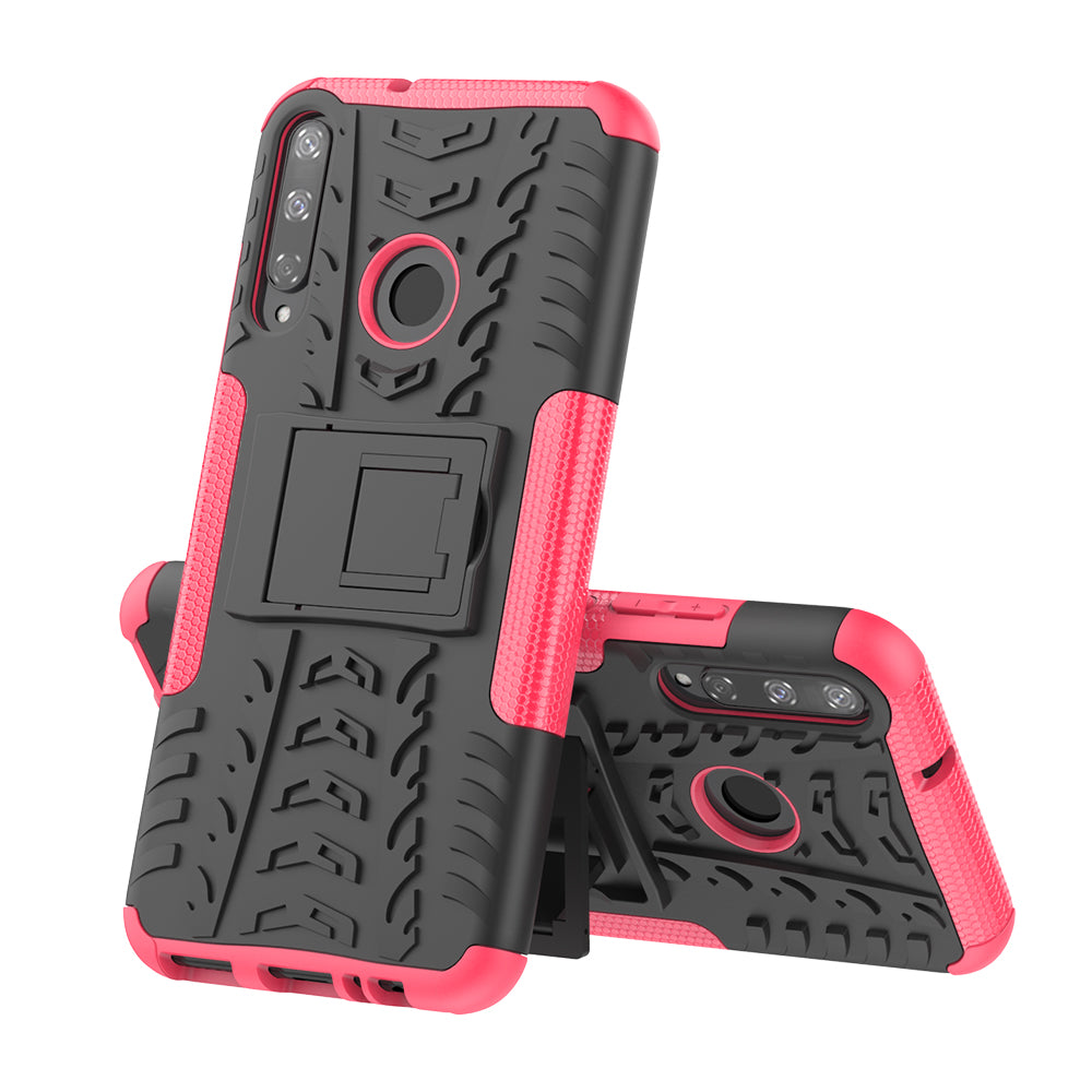 Cool Tyre Style PC + TPU Hybrid Phone Cover with Kickstand for Huawei P40 lite E/Y7p/Honor 9C