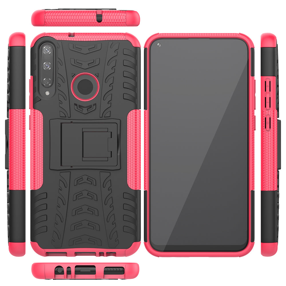 Cool Tyre Style PC + TPU Hybrid Phone Cover with Kickstand for Huawei P40 lite E/Y7p/Honor 9C