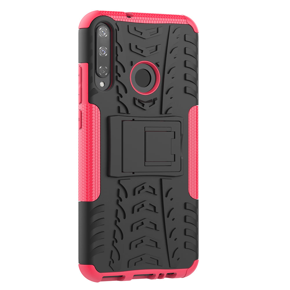 Cool Tyre Style PC + TPU Hybrid Phone Cover with Kickstand for Huawei P40 lite E/Y7p/Honor 9C