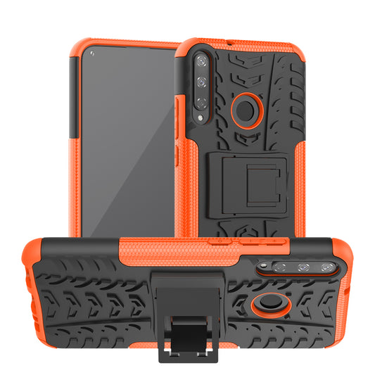Cool Tyre Style PC + TPU Hybrid Phone Cover with Kickstand for Huawei P40 lite E/Y7p/Honor 9C