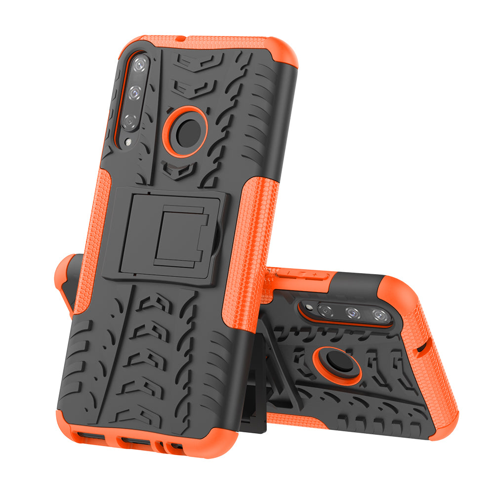 Cool Tyre Style PC + TPU Hybrid Phone Cover with Kickstand for Huawei P40 lite E/Y7p/Honor 9C