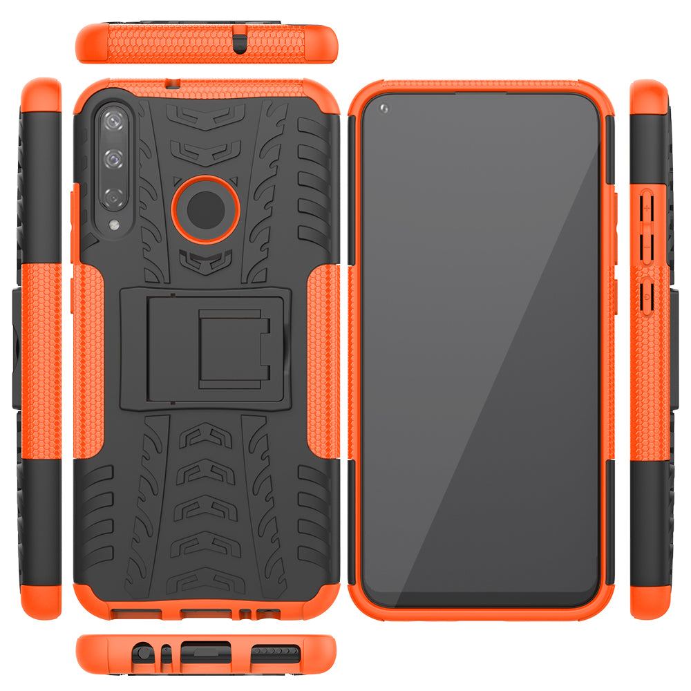 Cool Tyre Style PC + TPU Hybrid Phone Cover with Kickstand for Huawei P40 lite E/Y7p/Honor 9C