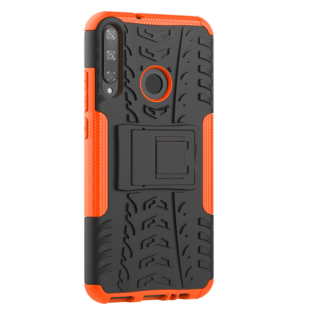 Cool Tyre Style PC + TPU Hybrid Phone Cover with Kickstand for Huawei P40 lite E/Y7p/Honor 9C