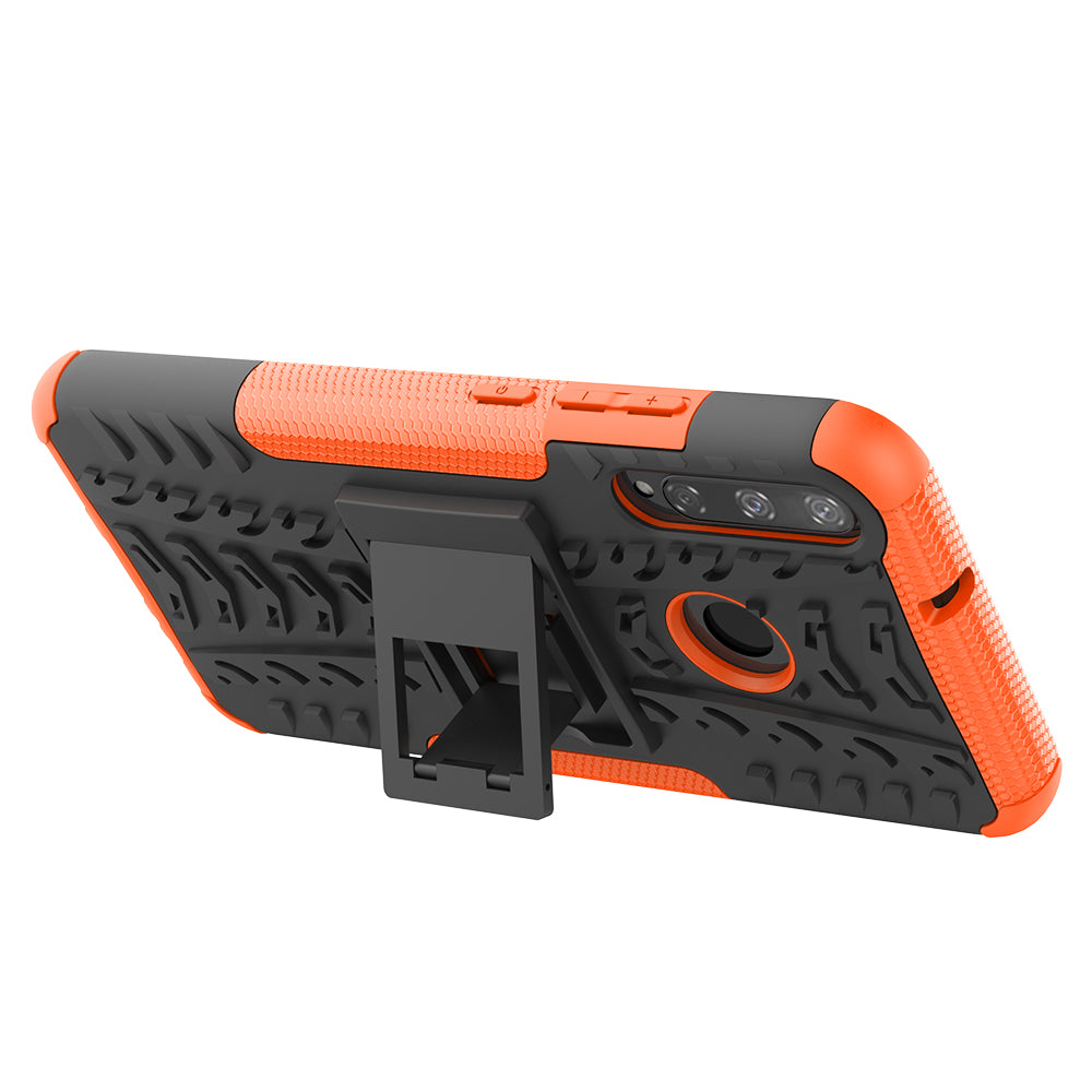 Cool Tyre Style PC + TPU Hybrid Phone Cover with Kickstand for Huawei P40 lite E/Y7p/Honor 9C