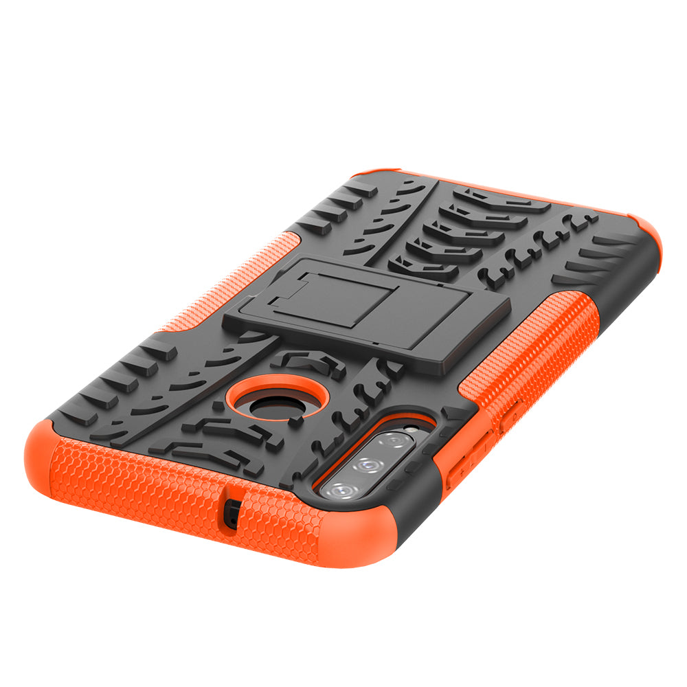 Cool Tyre Style PC + TPU Hybrid Phone Cover with Kickstand for Huawei P40 lite E/Y7p/Honor 9C