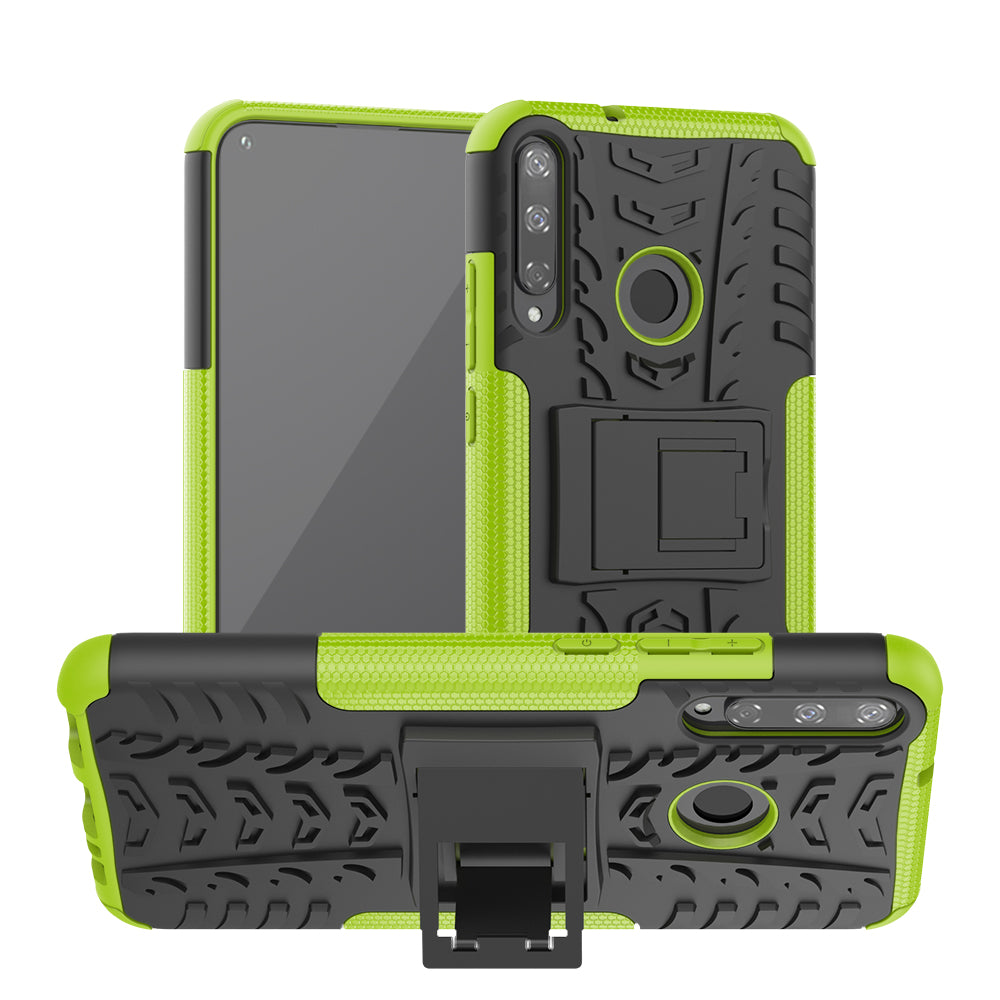 Cool Tyre Style PC + TPU Hybrid Phone Cover with Kickstand for Huawei P40 lite E/Y7p/Honor 9C